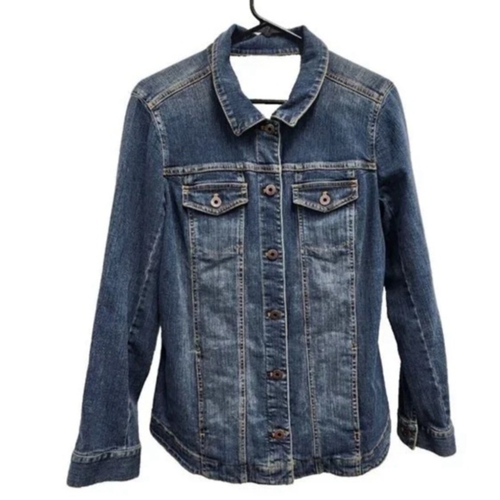 J.Jill denim jacket, Sz S Petite, 98% cotton, 2% spandex. Preowned. EUC.